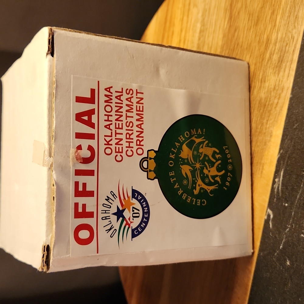 Oklahoma Centennial Green Christmas Ornament '07